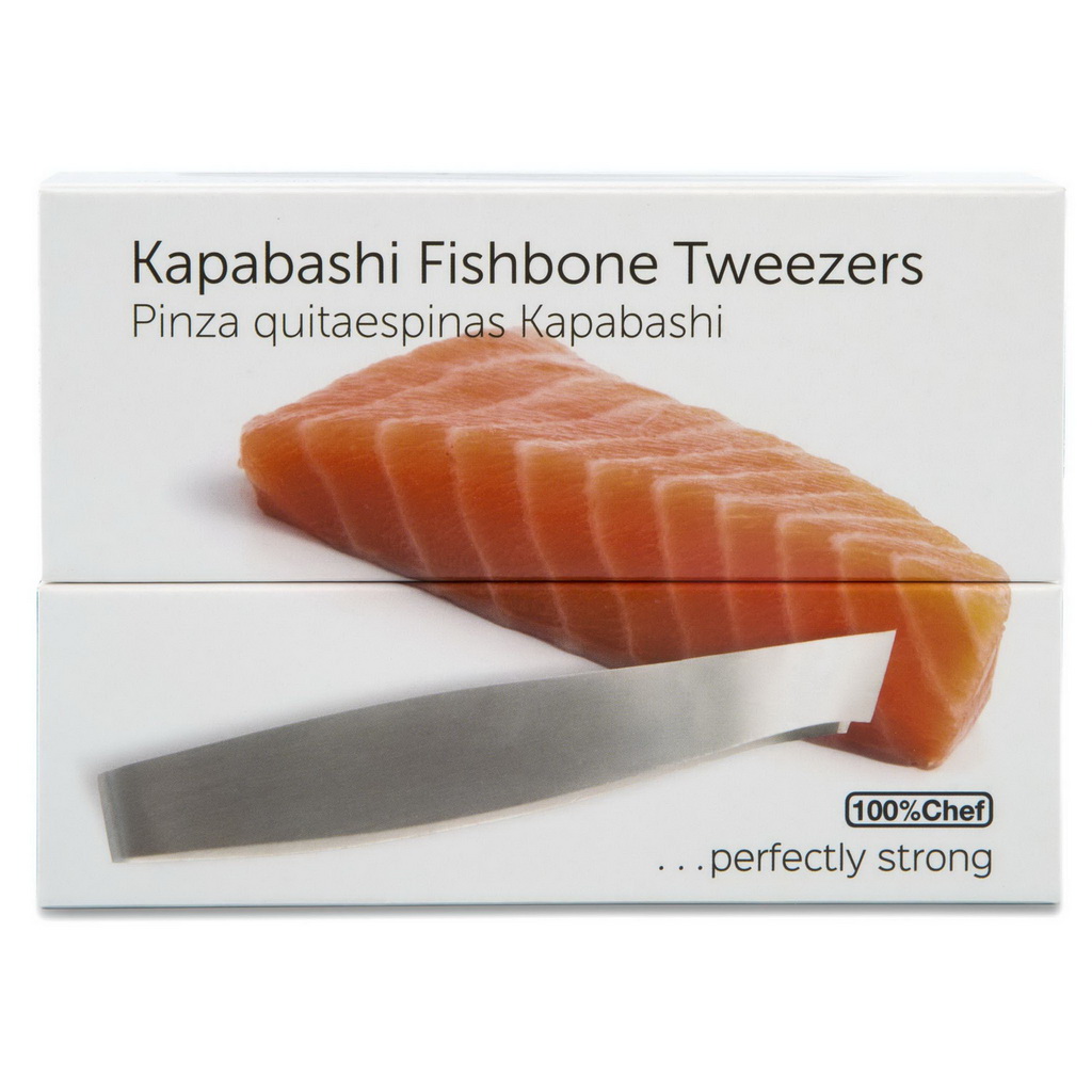 100% Chef Kapabashi Fishbone Tweezers Retail Presentation Box 5,5x14x4,5cm