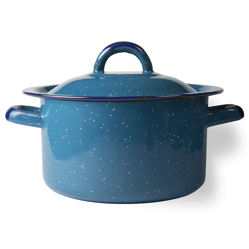 100% Chef Enamel Pot with Lid Blue Ø18