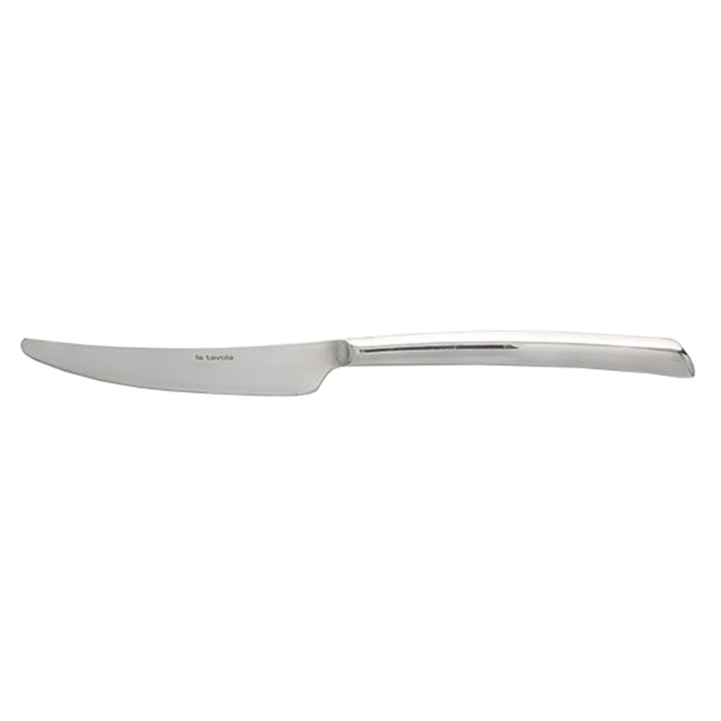 La Tavola CURVA Dessert Knife, solid handle, serrated blade polished stainless steel